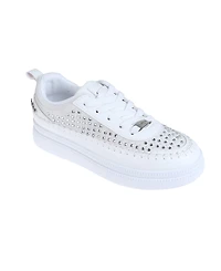 bebe Women's Sneaker with Pearl and Rhinestone Embellished Upper