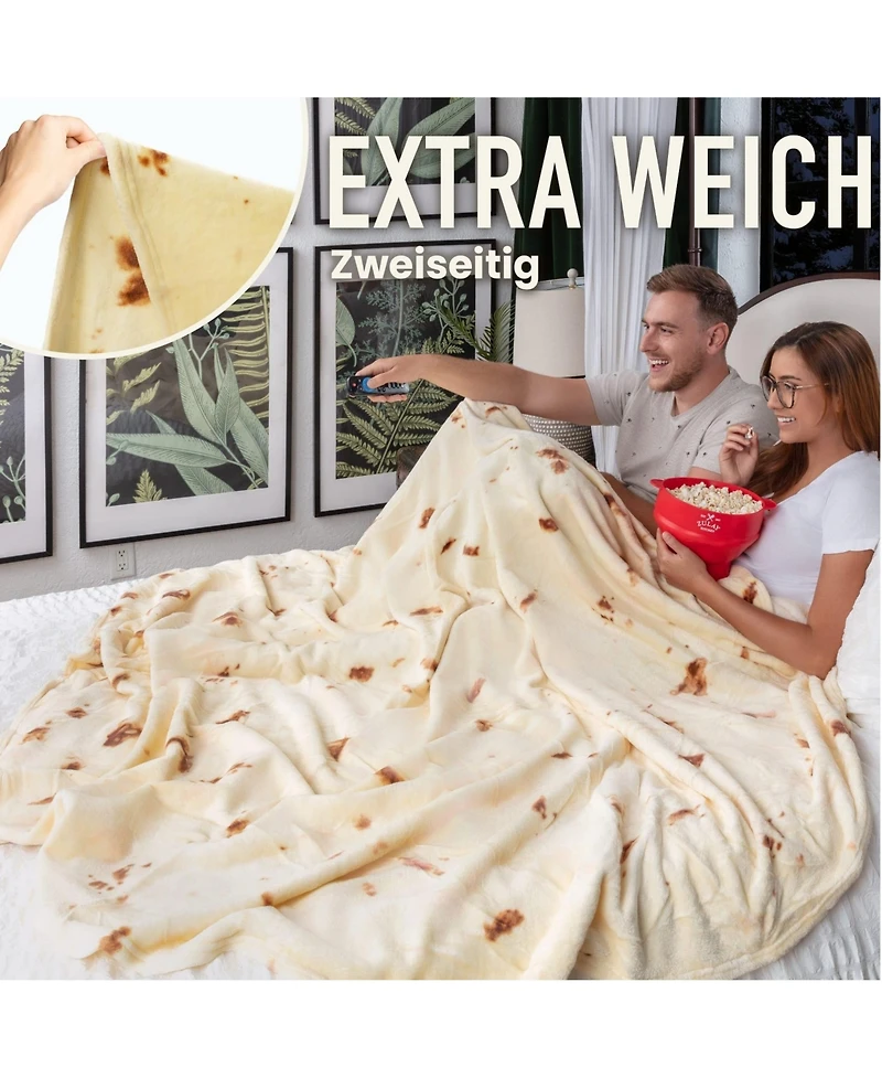 Zulay Kitchen 80 Inches Novelty Throw Tortilla Blanket Flour Tortilla Design