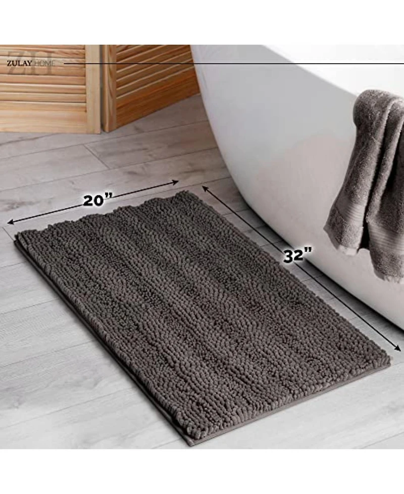 Zulay Kitchen Soft Shaggy Microfiber Ultra Absorbent Bathroom Rug 20x32