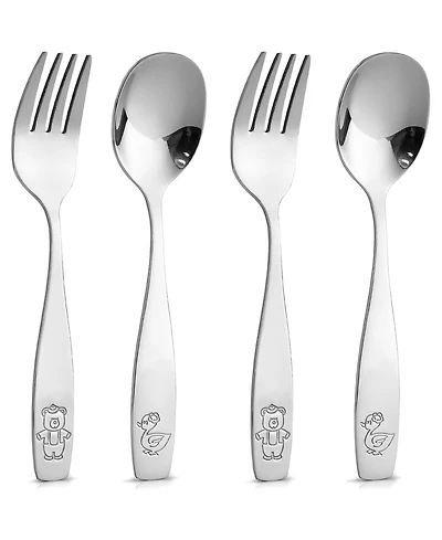 Zulay Kitchen 4 Pieces Toddler Utensils - Kids Stainless Silverware Set