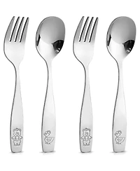 Zulay Kitchen 4 Pieces Toddler Utensils - Kids Stainless Silverware Set