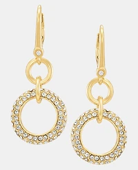 Dkny Gold-Tone Crystal Pave Circle Double Drop Earrings