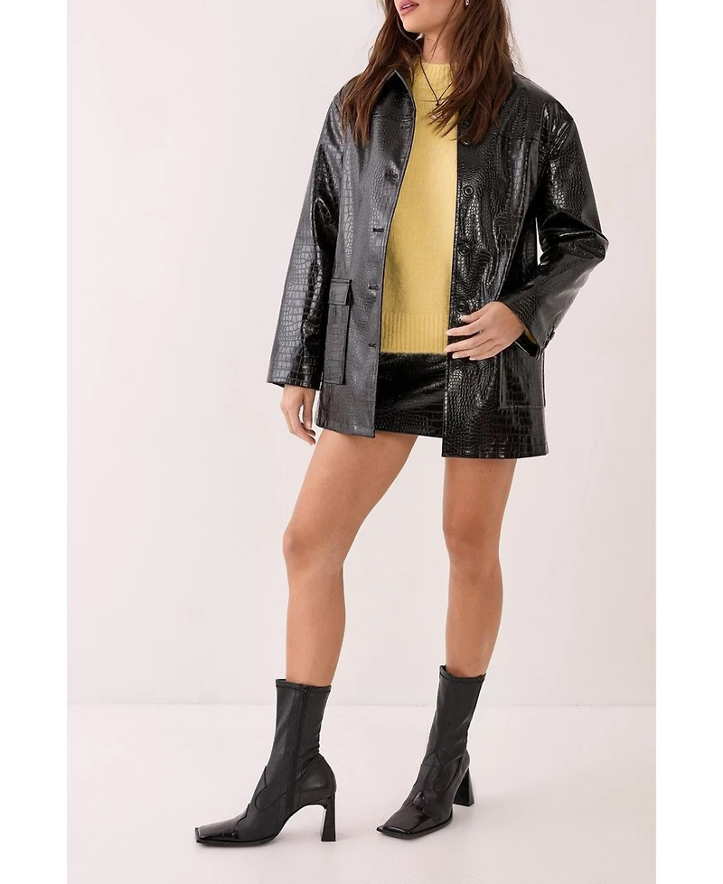 Nasty Gal Women's Croc Vinyl Faux Leather Clean Jacket