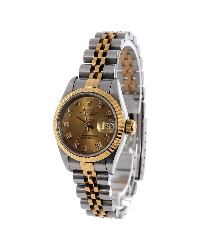 Pre-Owned Rolex Oyster Perpetual Datejust Automatic Watch in Stainless Steel and Gold with Diamond Markers 26mm