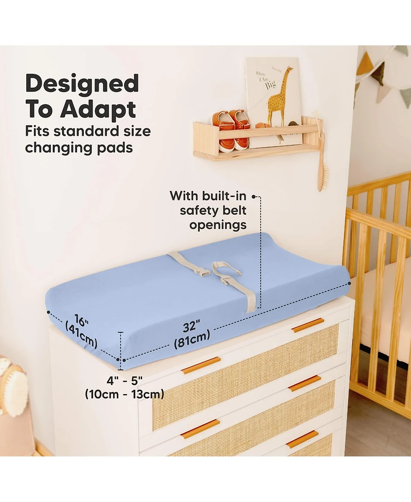 KeaBabies 2pk Isla Changing Pad Covers for Girl, Boy, Soft Contoured Diaper Table Cover Sheets Neutral