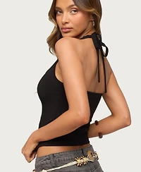 Edikted Women's Asymmetric Button Up Halter Top