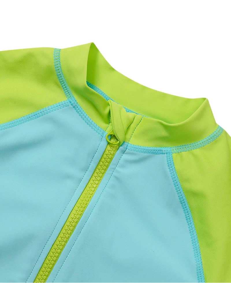 Lands' End Girls Chlorine Resistant Long Sleeve One Piece Half Zip Swimsuit