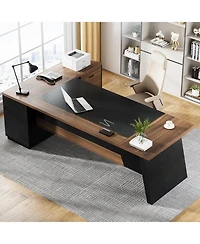 Tribesigns 78" L-Shaped Executive Desk, with Drawers and Lateral File Cabinet