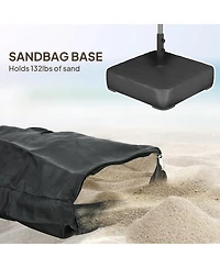 Clihome Spacious Outdoor Umbrella,Double-sided Patio Umbrella,with Solar Lights and Base,Dining Table Umbrella Push Button Tilt