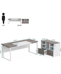 Tribesigns L-Shaped Desk with Drawers, 63" Office File Cabinet