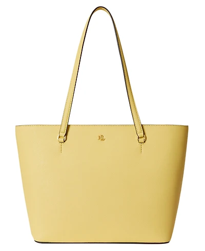 Lauren Ralph Lauren Crosshatch Leather Medium Karly Shopper Tote Handbag