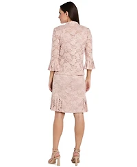 R & M Richards Petite Lace Pleat Hem Jacket Dress