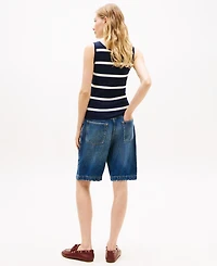 Tommy Hilfiger Women's Monogram Script Striped Scoop Neck Tank Top