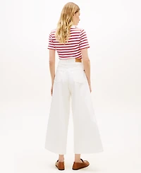 Tommy Hilfiger Women's White Wide-Leg Patch Jeans