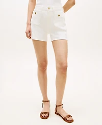 Tommy Hilfiger Women's White Denim Patch Pocket Shorts