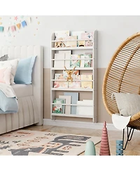 Yigii Wall-Mounted 4-Tier Bookshelf: Space-Saving, Kid-Friendly, Easy Assembly