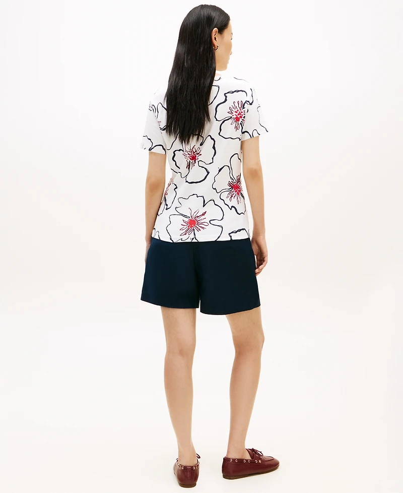 Tommy Hilfiger Women's Printed Ribbed V-Neck T-Shirt