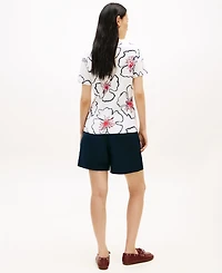 Tommy Hilfiger Women's Printed Ribbed V-Neck T-Shirt