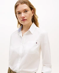 Tommy Hilfiger Women's Clip Dot Roll-Tab Collared Shirt