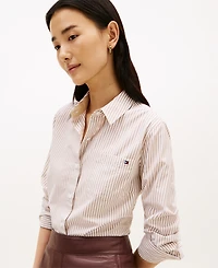 Tommy Hilfiger Women's Classic Poplin Roll-Tab Long-Sleeve Shirt
