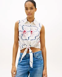 Tommy Hilfiger Women's Knotted Collared Top
