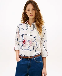 Tommy Hilfiger Women's Long-Sleeve Collared Printed Shirt