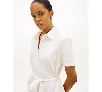 Tommy Hilfiger Broderie Knee-Length Short-Sleeve Shirt Dress