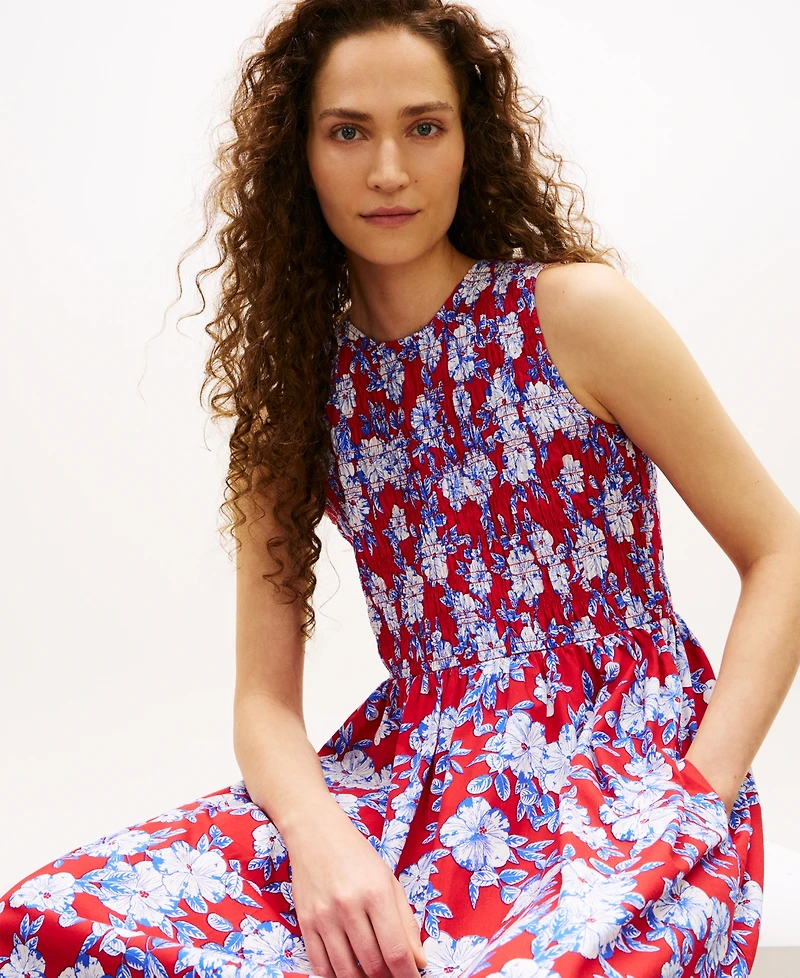 Tommy Hilfiger Women's Smocked Midi Dress