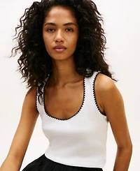 Tommy Hilfiger Women's Black & White Slim Scoop-Neck Tank Top