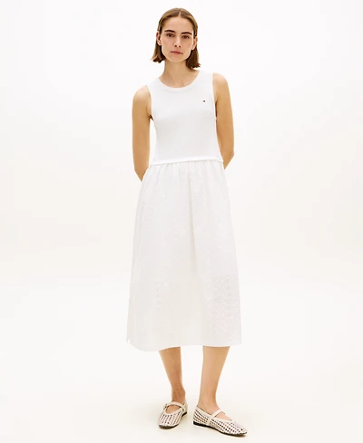 Tommy Hilfiger Women's Mixed Media Broderie Dress