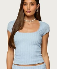 Edikted Womens Iyara Textured Knit Top