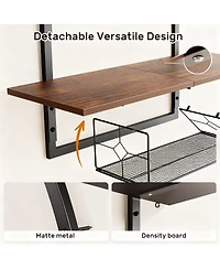 Yigii 3-Tier Floating Shelves with Basket for Bathroom, Living Room, Bedroom