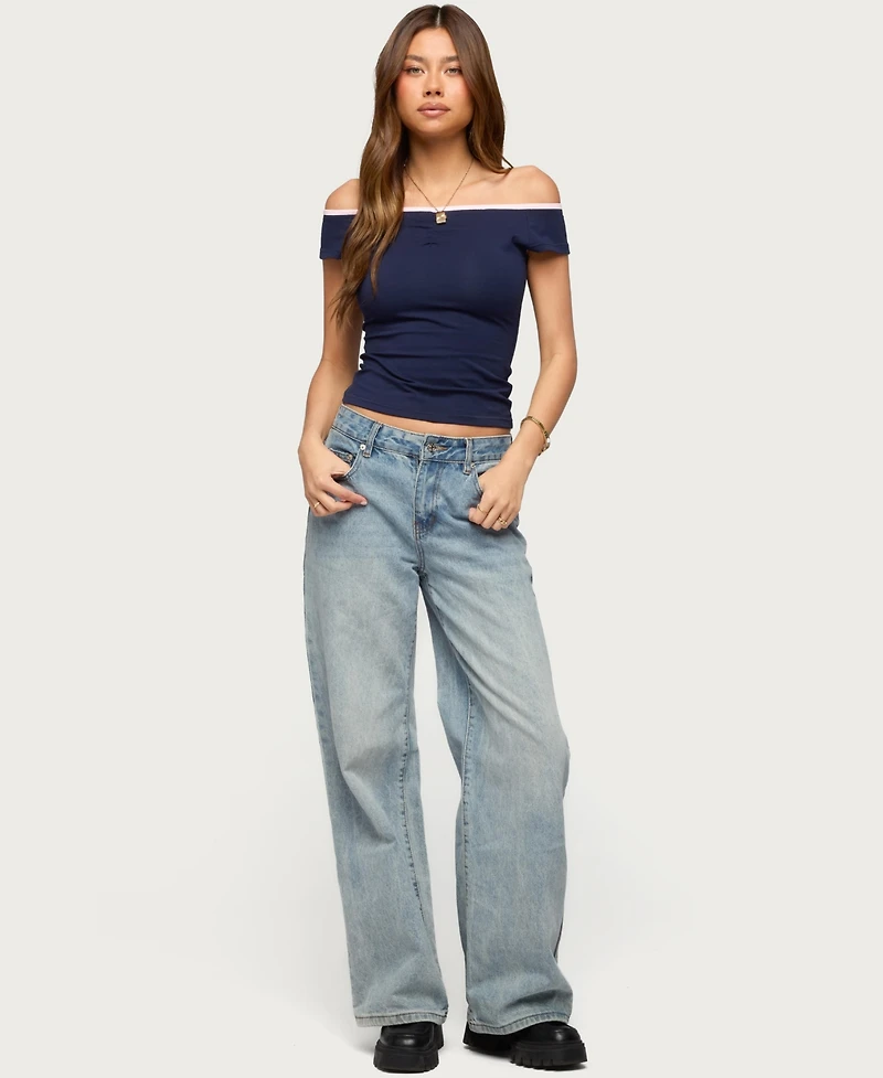 Edikted Women's Dellah Contrast Off Shoulder Top