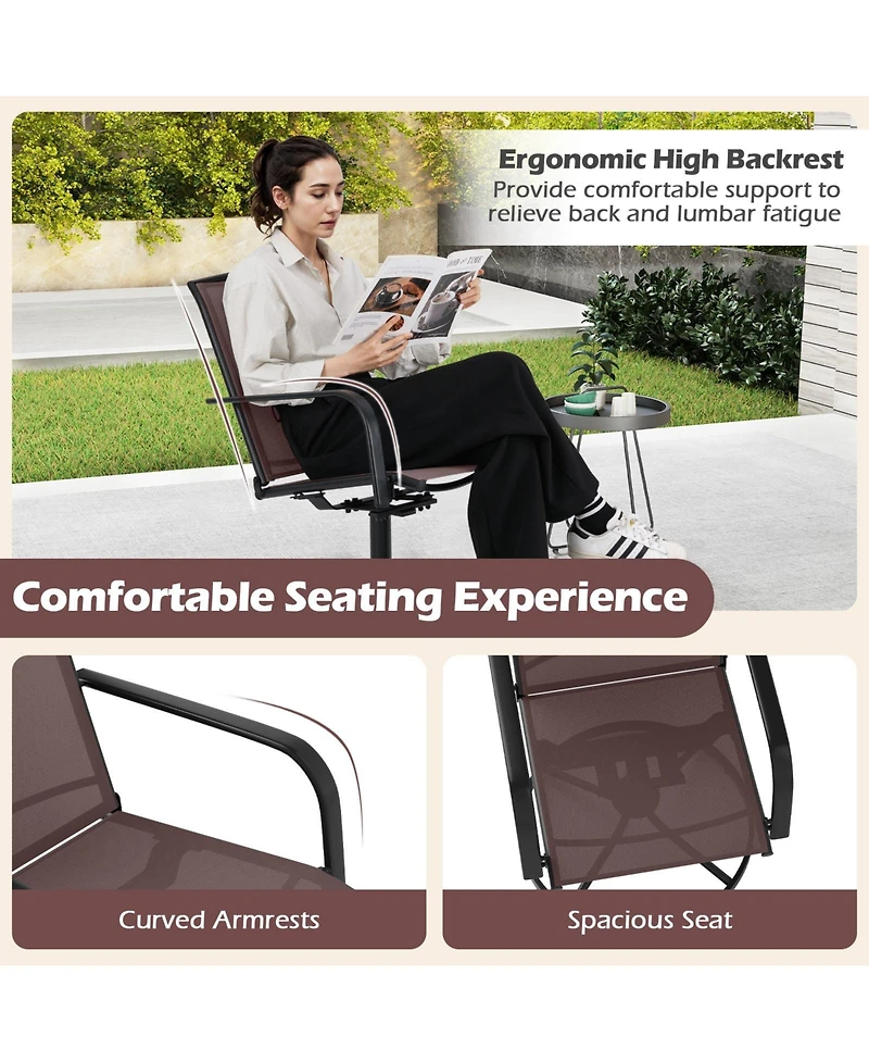 Gymax Patio Swivel Chairs Set of 4 w/ High Back & Round Metal Base for Backyard