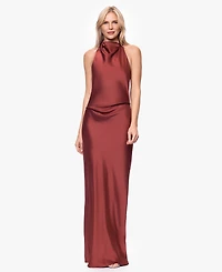 Betsy & Adam Women's Cowl Neck Halter Gown