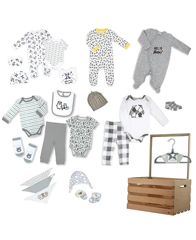 3 Stories Trading Baby Boys' 1st Year Baby Shower Gift Crate, 33-Piece Set