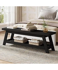 Tribesigns 55" Wood Entryway Bench with Shoe Storage