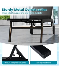 Gymax Patio Chaise Lounge w/Wheels Adjustable 6-Position Backrest Breathable Seat Outdoor