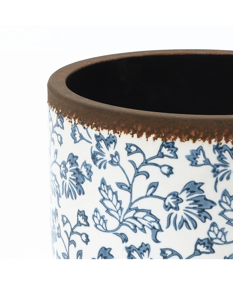 LuxenHome Planter, 12.2" Round, Indoor & Outdoor Garden Pot