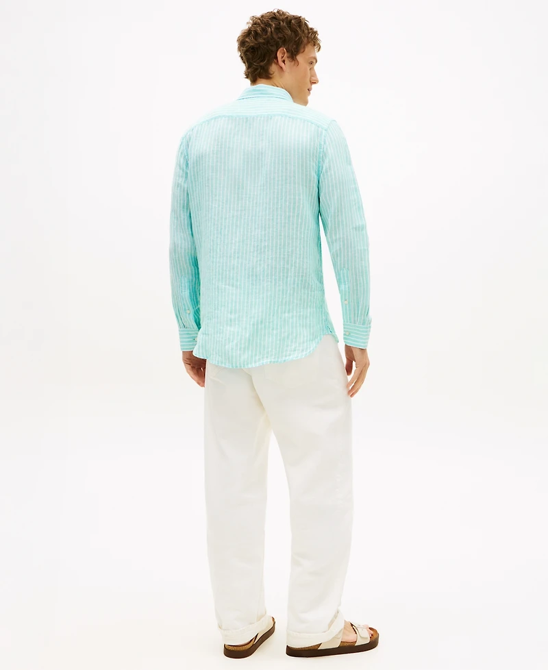 Tommy Hilfiger Men's 100% Linen Bengal Stripe Shirt