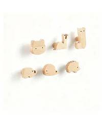 Yigii 4-Piece Cartoon Animal Wooden Coat Hooks for Home Decoration