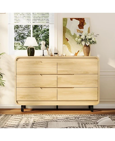 gaomon 6 Drawers Dresser for Bedroom, Modern Chest of Drawers with Large Wood Storage Dresser, Wood Closet Clothes Storage Organizer