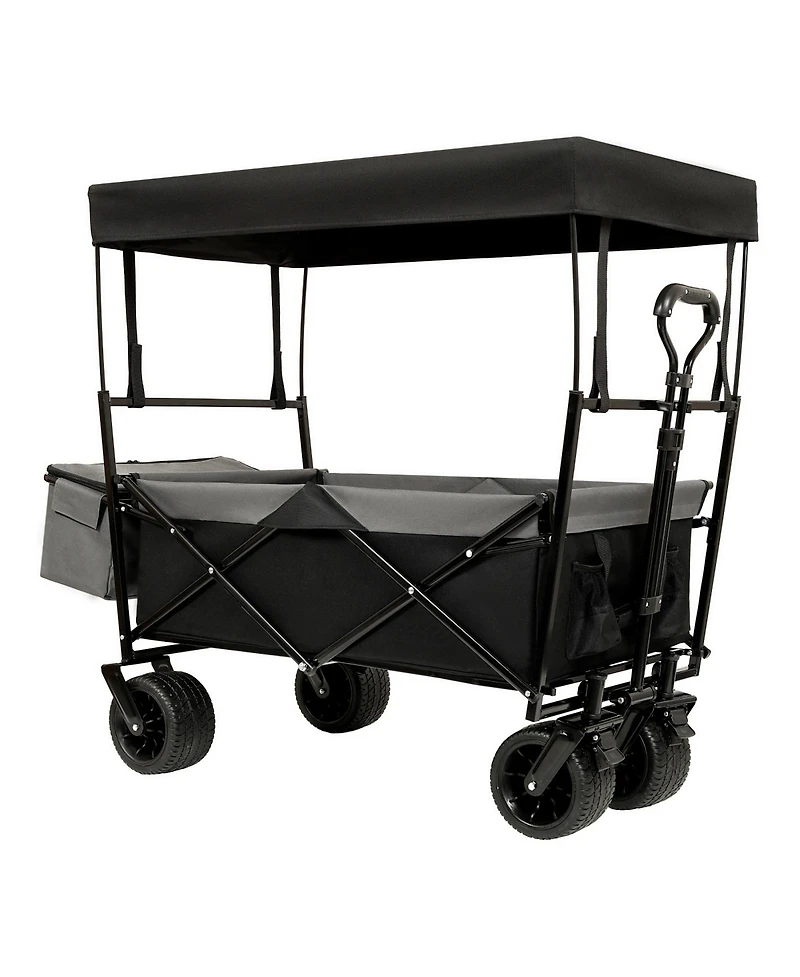 Rainsken Collapsible Wagon with Canopy, Heavy Duty Utility Cart with All-Terrain Wheels, Large Capacity for Camping