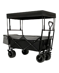 Rainsken Collapsible Wagon with Canopy, Heavy Duty Utility Cart with All-Terrain Wheels, Large Capacity for Camping