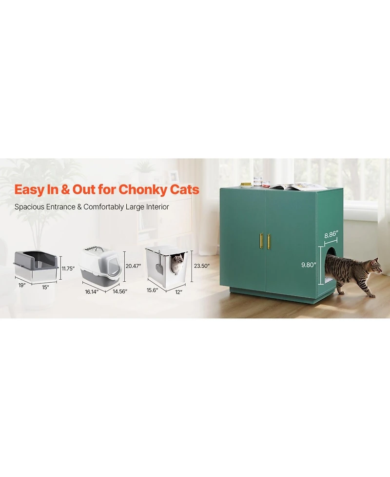 Aostirmotor 31.5" Hidden Litter Box Cabinet with Ventilated Doors