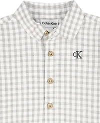 Calvin Klein Baby Boys' Plaid Polo Bodysuit and Twill Shorts, 2-Piece Set