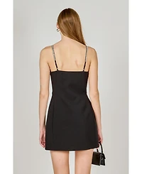 endless rose Women's Rhinestone Bow Mini Dress