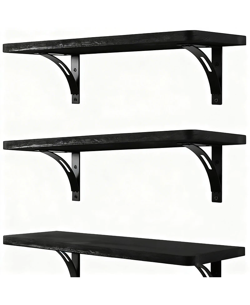 Yigii Wooden Wall Shelves Set of 2 - Easy Install, Sturdy, Multi-Use