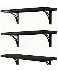 Yigii Wooden Wall Shelves Set of 2 - Easy Install, Sturdy, Multi-Use