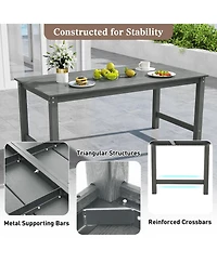 Gymax 3PCS Dining Table Set w/ 2 BenchesPatio Hdpe Weather Resistant Furniture